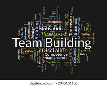 Word cloud background concept for Team building. Motivation coaching management with business assessment. vector illustration. - Powered by Shutterstock - Get 15% off with code: PIKWIZARD15
