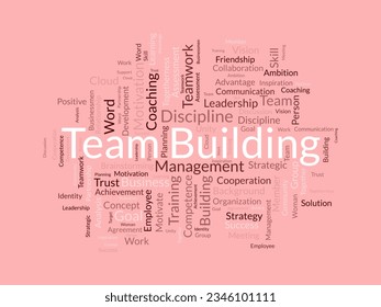 Word cloud background concept for Team building. Motivation coaching management with business assessment. vector illustration.