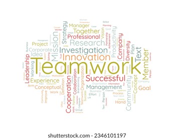 Word cloud background concept for Teamwork. Business success with together partnership of leadership achievement. Vector illustration.