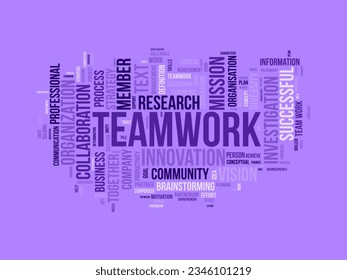 Word cloud background concept for Teamwork. Business success with together partnership of leadership achievement. Vector illustration.