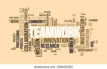 Word cloud background concept for Teamwork. Business success with together partnership of leadership achievement. Vector illustration.