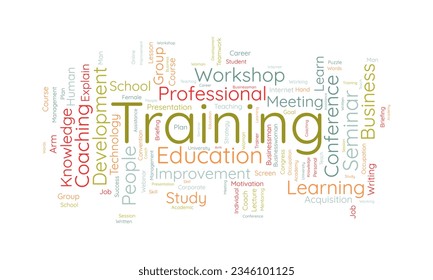 Word cloud background concept for Training. Professional career development with business workshop conference skill study. vector illustration.