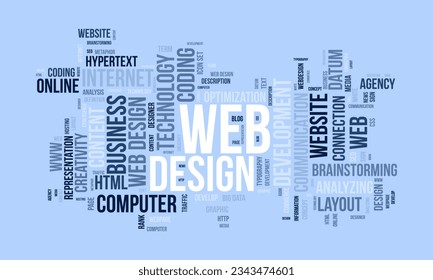 Word cloud background concept for Web design. Website optimization with web seo page rank concept. vector illustration.
