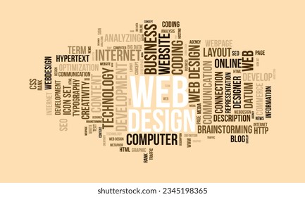 Word cloud background concept for Web design. Website optimization with web seo page rank concept. vector illustration.