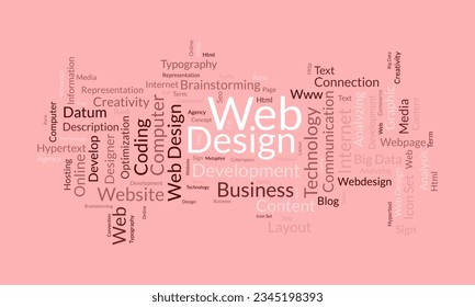 Word cloud background concept for Web design. Website optimization with web seo page rank concept. vector illustration.