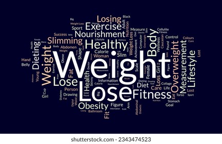 Word cloud background concept for weight Lose. Diet with healthy food for losing overweight or living healthy life. vector illustration.