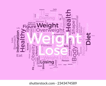 Word cloud background concept for weight Lose. Diet with healthy food for losing overweight or living healthy life. vector illustration.