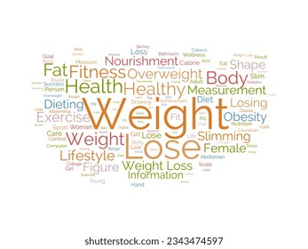 Word cloud background concept for weight Lose. Diet with healthy food for losing overweight or living healthy life. vector illustration.