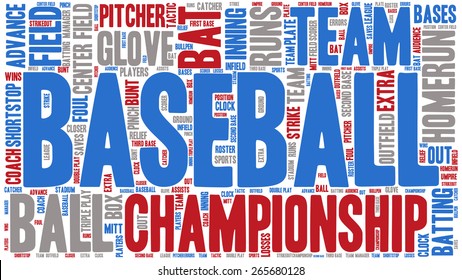 Word Cloud - Baseball Championship wordclouds about Baseball, Blue, Red, White