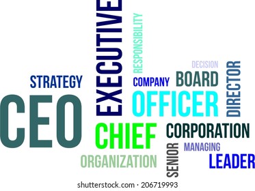 A word cloud of chief executive officer related items