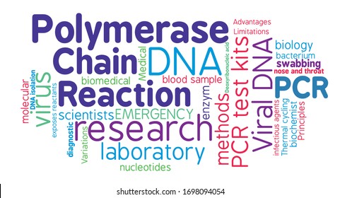 word cloud concept about Polymerase chain reaction. Collage made of words about Polymerase chain reaction research.