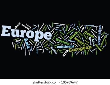 Word cloud concept illustration of Europe