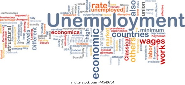 Word cloud concept illustration of unemployment work