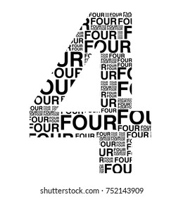Word cloud concept. Number of four
