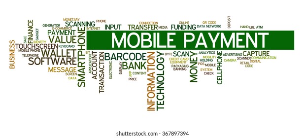 Word cloud concept with words related to mobile and digital payment, online payment, digital wallet and related digital services
