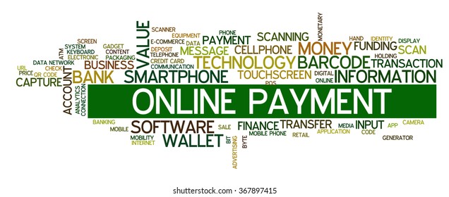 Word cloud concept with words related to mobile and digital payment, online payment, digital wallet and related digital services