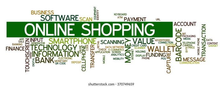 Word cloud concept with words related to mobile and digital payment, online payment, online fraud, e-commerce and m-commerce, digital wallet and related digital services