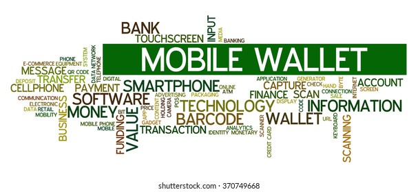 Word cloud concept with words related to mobile and digital payment, online payment, online fraud, e-commerce and m-commerce, digital wallet and related digital services