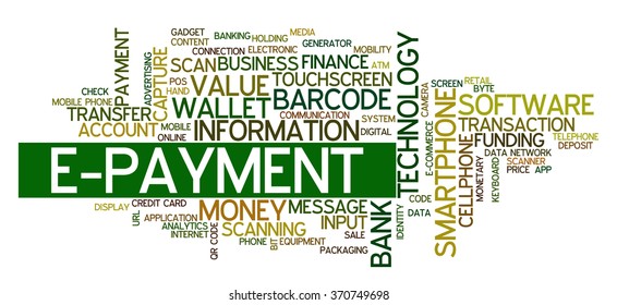 Word cloud concept with words related to mobile and digital payment, online payment, online fraud, e-commerce and m-commerce, digital wallet and related digital services