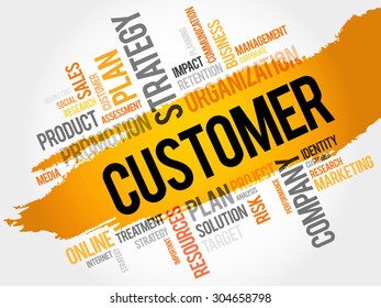 Word Cloud with Customer related tags, business concept