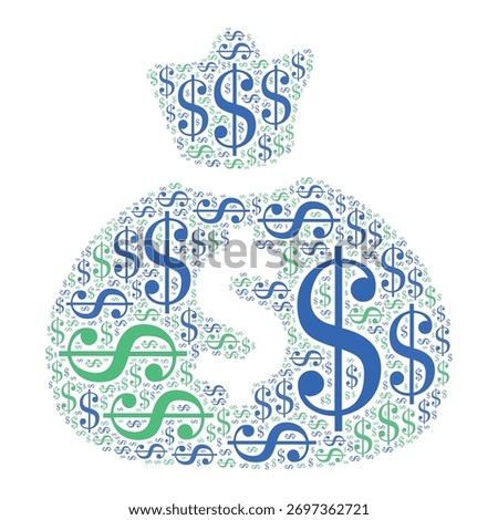 Word cloud of dollar symbols.	