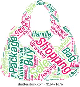 Word cloud in the form of an abstract bag