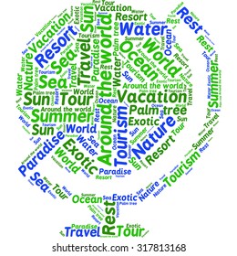 Word cloud in a form of an abstract globe