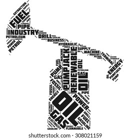 Word cloud in the form of an abstract oil pump