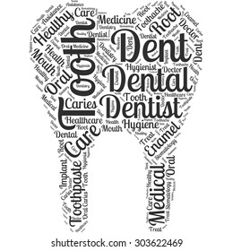 Word cloud in the form of abstract tooth