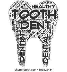 Word cloud in the form of abstract tooth