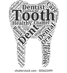 Word cloud in the form of abstract tooth