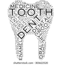 Word cloud in the form of abstract tooth