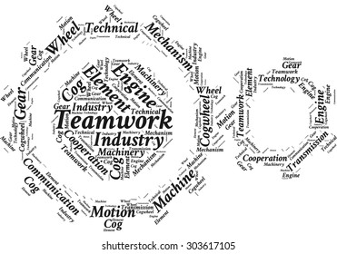 Word cloud in the form of gears 