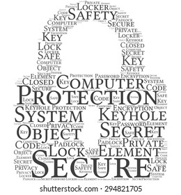 Word cloud in the form of a grey lock