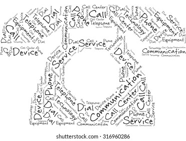 Word cloud in the form of an old telephone