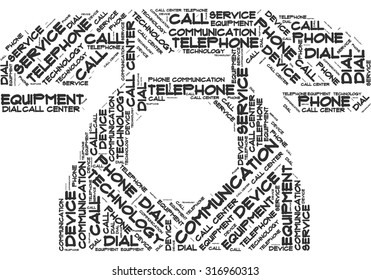 Word cloud in the form of an old telephone