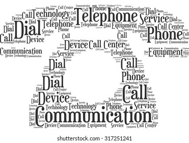 Word cloud in the form of an old telephone
