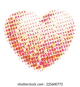 Word cloud heart. Eps8. RGB. Global colors. Gradients free