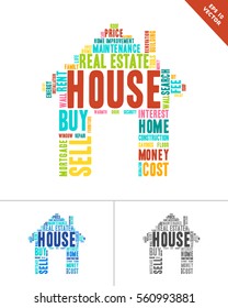Word cloud in house shape as real estate concept