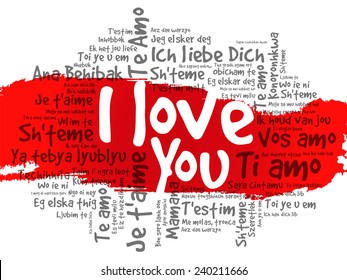 Word cloud - I Love You in different languages, valentine illustration