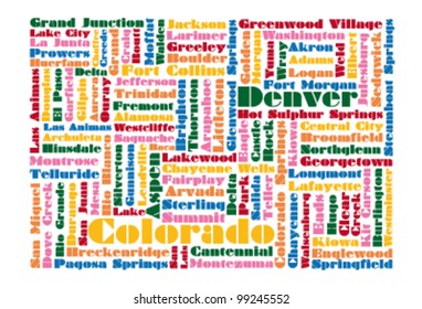 word cloud map of Colorado state