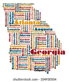 Word Cloud Map Of Georgia State, USA