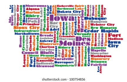 word cloud map of Iowa state