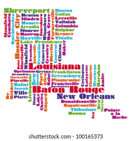 word cloud map of Louisiana state