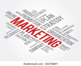 Word Cloud with Marketing related tags, vector business concept