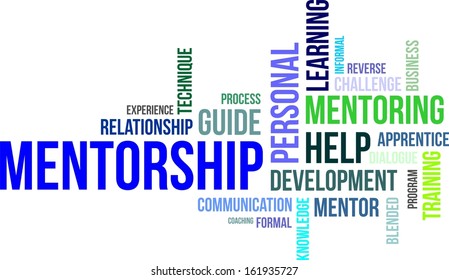 A word cloud of mentoring related items