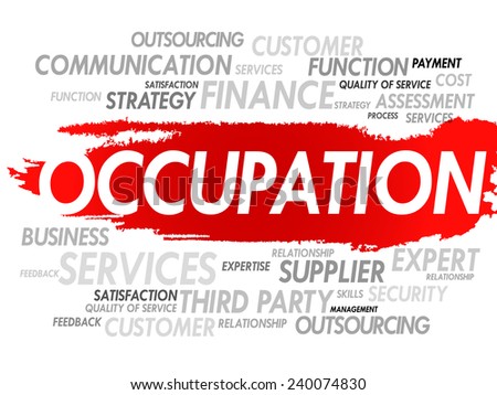 Word cloud of OCCUPATION related items, presentation background