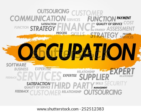 Word cloud of OCCUPATION related items, presentation background