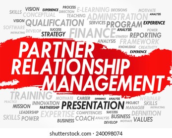 Word cloud of Partner Relationship Management related items, vector background