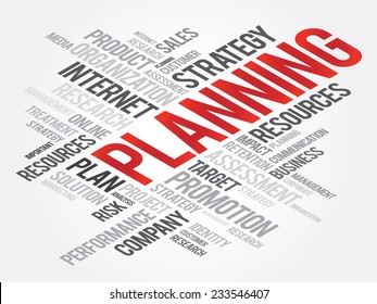 Word Cloud with PLANNING related tags, vector business concept